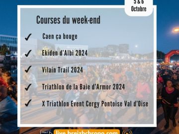 Pour ce premier week-end d'Octobre, l'équipe Breizh Chrono sera présente sur 5 évènements 🍂

- Caen Ça Bouge 
- Ekiden d'albi
- Le Vilain Trail - Défi des...